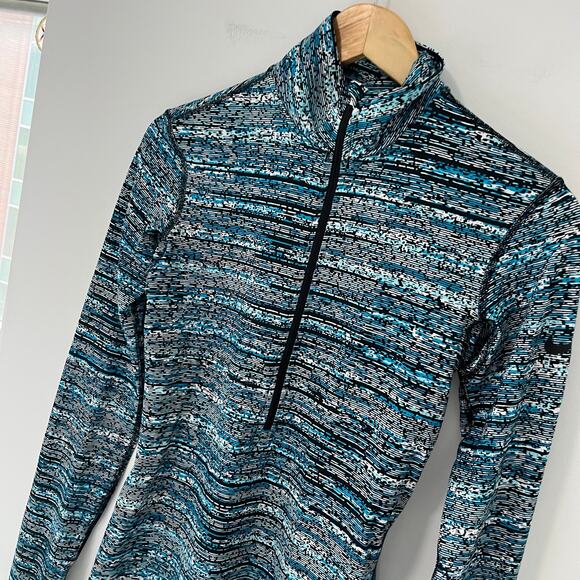 Nike Blue & Black Print Half Zip Sweatshirt Size Small - Picture 4 of 5